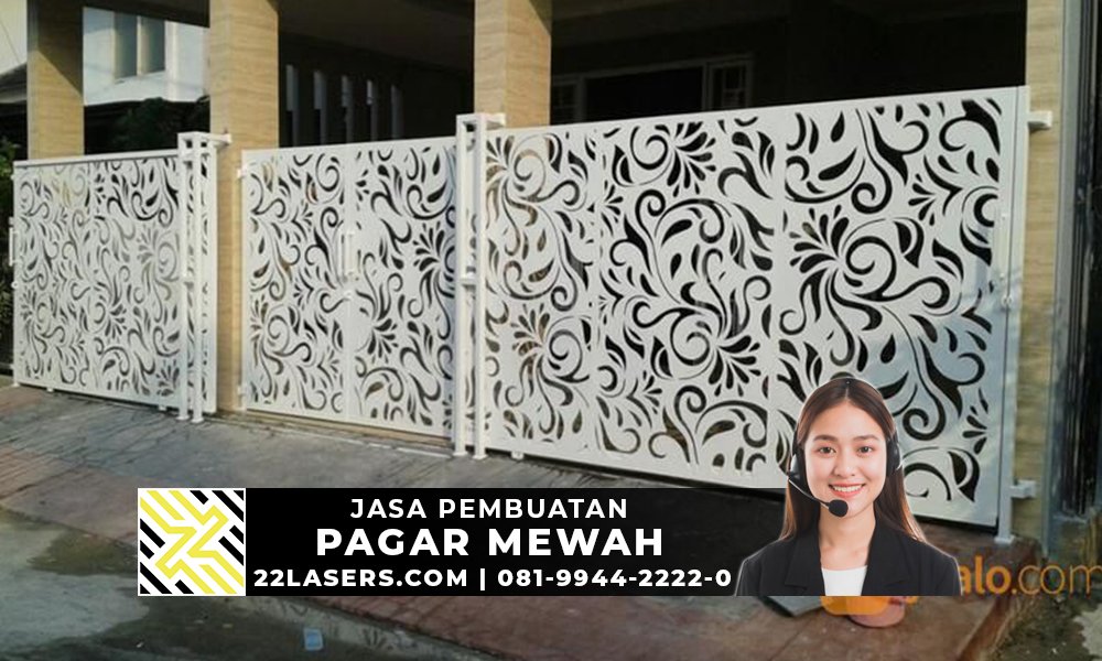 pagar laser cutting untuk rumah mewah dan minimalis warna putih motif batik