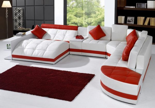 model sofa ruang tamu gaya Kontemporer Putih & Merah