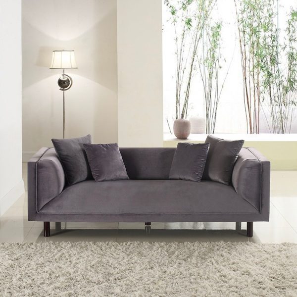 model sofa ruang tamu Beludru dengan tiga dudukan