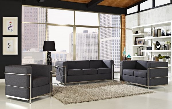model sofa ruang tamu gaya Le Corbusier