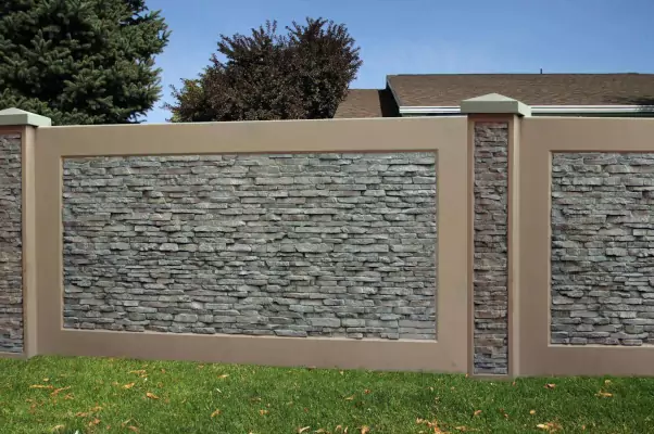 pagar beton kombinasi batu alam