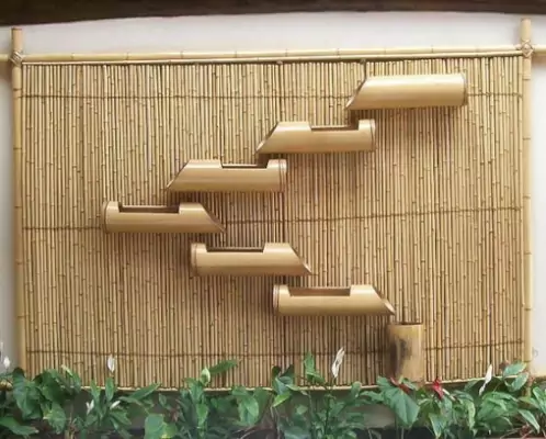 model pagar bambu dengan air mancur