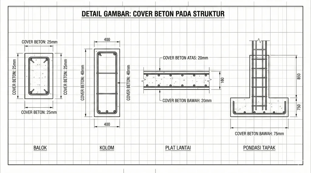 Diagram cover beton pada struktur